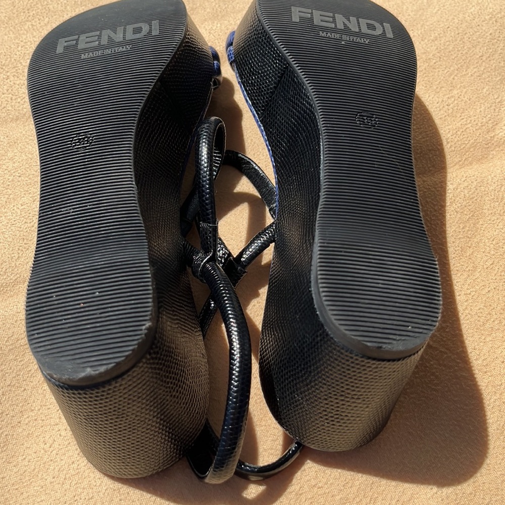 Authentic Fendi Blue Leather Platform Wedge - Picture 16 of 16
